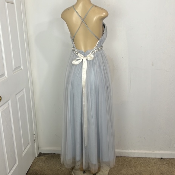 CEREMONY BY JOANA AGUST LIGHT BLUE TULLE MIDI DRESS - Picture 9 of 9